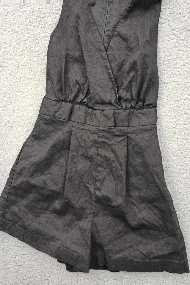 PINKO Mujer Negro Mameluco Pantalones Cortos Mezcla Lino 36 EE. UU. 1 Italia Contemporánea Foto 3 de 4