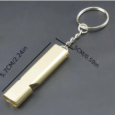 Gold Dual Tube Survival Whistle Keychain Outdoor Emergency Camping Hiking