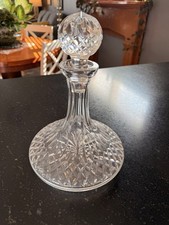 Carafe en cristal taillé transparent avec bouchon couvercle, décorative ronde 10 en haut 7 en large