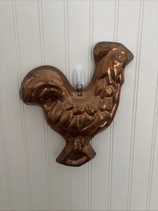 Vintage Copper Chicken/Rooster Mousse Jelly Terrine Mould Tin Lined 10.5”