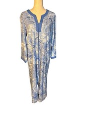 Miss Elaine Soft Cozy Robe Full Zip Size Large Paisley Cotton Blend
