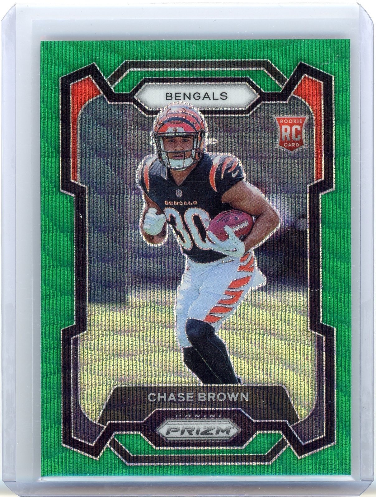 2023 Panini Prizm Green Wave Chase Brown #318 Rookie Cincinnati Bengals