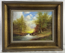 Ölgemälde Flusslandschaft signiert G. Seekatz im Prunkrahmen Sammelrstück