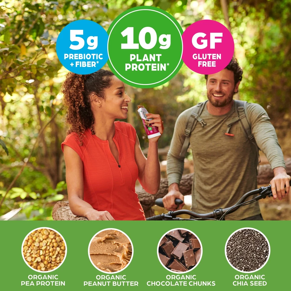 Barritas de bocadillos de proteína orgánica Orgain 12 unidades a base de plantas 10 g de proteína sin gluten Foto 3 de 4