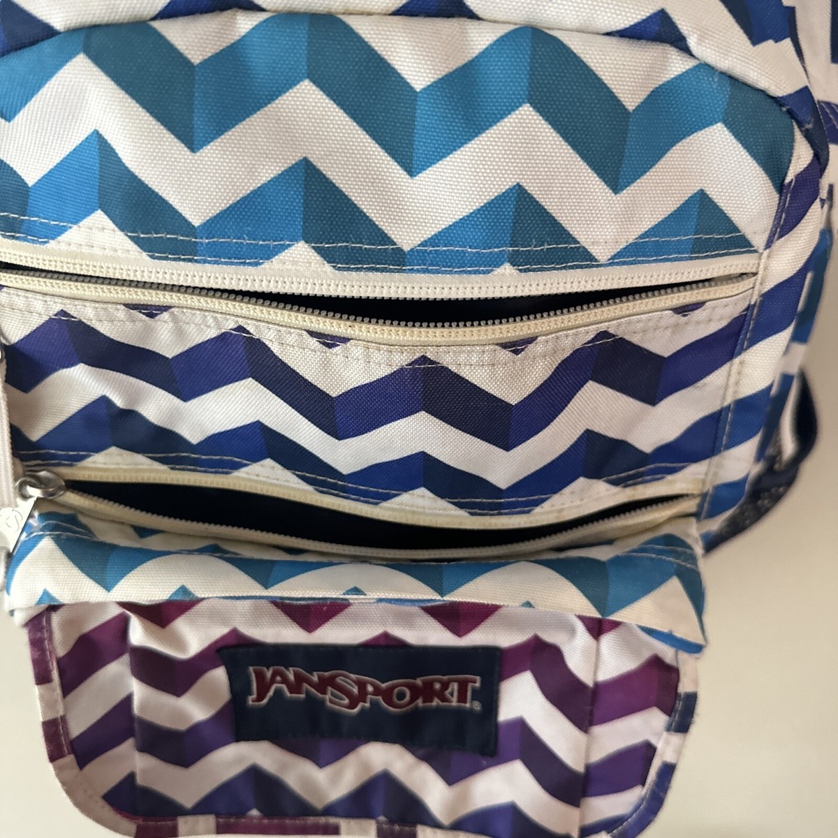 chevron stripe jansport backpack Jansport Backpack Purple Blue Zebra Chevron Striped Standard Size
