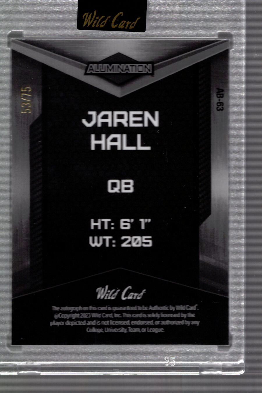 2023l Wild Card Alumination #AB63 Prism 53/75 BYU Jaren Hal