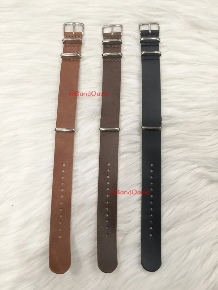 NUEVA CORREA DE RELOJ 20MM/22MM COLOR NEGRO/MARRÓN/TOSTADO CUERO PU ESTILO MILITAR Foto 2 de 2