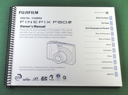 Fujifilm FinePix F60FD Owner's Manual: 132 Pages & Protective Covers! - Afbeelding 1 van 1