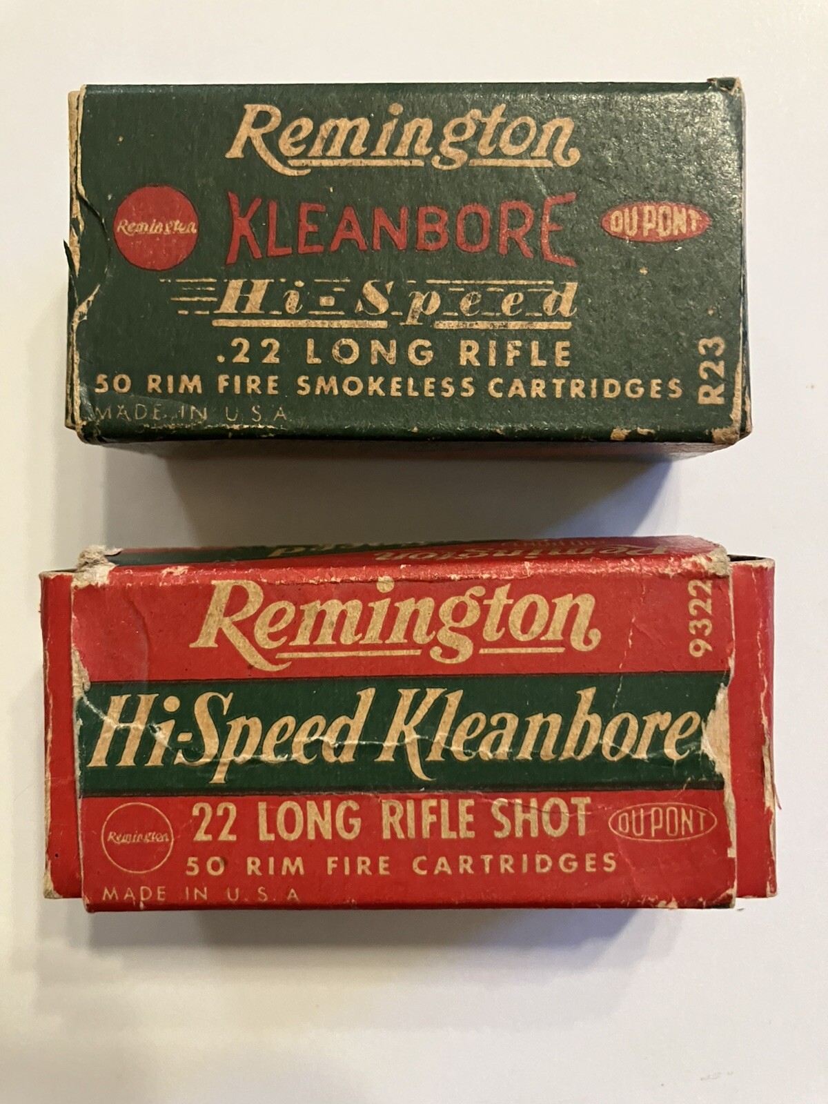 2 EMPTY Remington Hi-Speed Kleanbore 22 LR Cartridge Box  Vintage Hollow Point