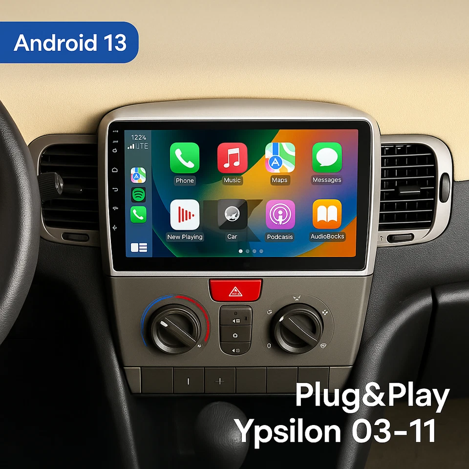 Autoradio Lancia Ypsilon 03-11 9" Android13 2+32GB CarPlay/AndroidAuto WiFi DSP - Immagine 3 di 4