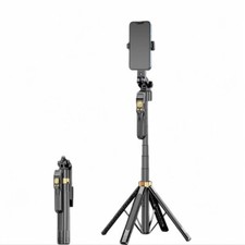 71" 2-in-1 Black Extendable Selfie Stick fits Bluetooth Remote - Gesture Control