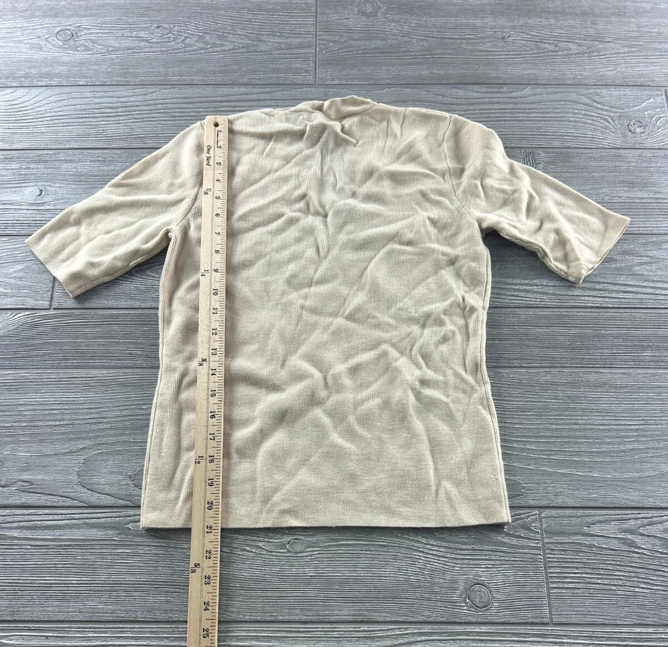 Dana Buchman 女式小号短袖衬衫毛衣/上衣 V 领面霜 — 第 3/4 张图片