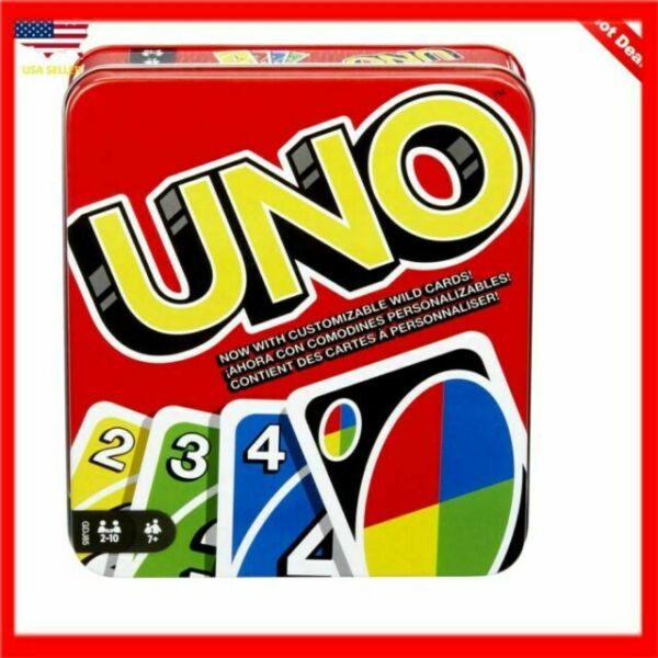 UNO Card Game with Collectible Storage Tin, Card Games for Kids, Adults,  Families, Travel Game, 112 Cards and Instructions, Gift for 7 Year Olds and