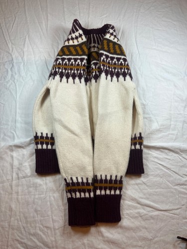 Merino Fair Isle Sweater Tory Burch Womens M 100% Wool White Burgundy Designer - Picture 18 of 22