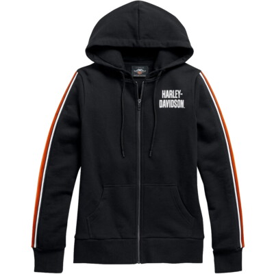 HD Zip-Hoodie Sleeve Stripe Damen schwarz/orange Harley Davidson Kapuzenpullover