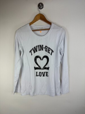 New TWIN-SET Ladies Love L/S T shirt Size L RRP £150