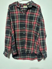 L.L. Bean Men Size XL Long Sleeve Plaid Button Front Made in USA Shirt Damage
