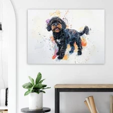 Black Cockapoo Painting Wall Art Canvas Unframed Print Art