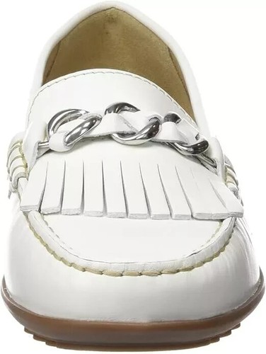 Geox Respira Womens UK 2.5 EU35 White Leather Slip On Chain Moccasin Flats Shoes - Picture 4 of 7