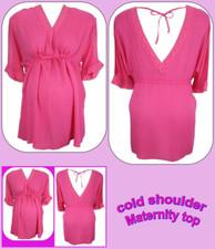 FUCHSIA UK sz 12/14 x Store Maternity Cold Shoulder Top tunic kaftan brand new