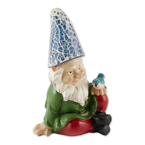 Gnome with Bird Solar Garden Statue Sculpture Lawn Yard Patio Outdoor Decor - Picture 5 of 10