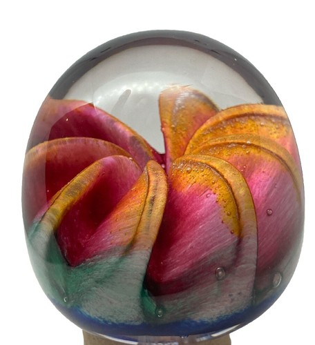 Epiphany 2003 art glass orange ruby fruit paperweight 3" - Bild 8 von 10