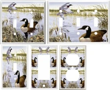 GOOSE GEESE MALARD DUCKS ON A POND LIGHT SWITCH COVER PLATE OR OUTLET COVER 