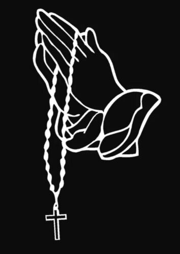 Praying Hands Decal Car Window Laptop rosary Vinyl Sticker
