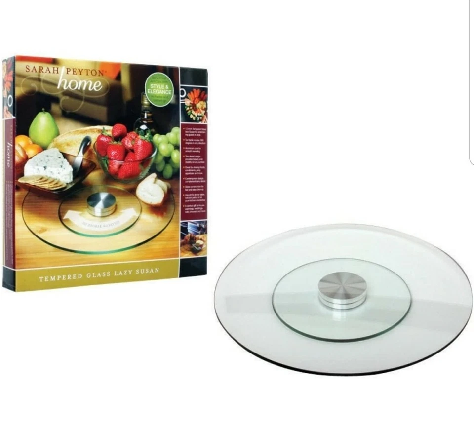 Sarah Peyton Home Tempered Lazy Susan Spinning Turntable Kitchen Glass 12” NIB - Image 3 of 4