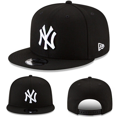 New Era New York Yankees Snapback Hat MLB Official Basic Black White Logo Cap - Picture 1 of 7