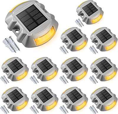 12-Pack Solar Deck Lights - Waterproof LED Step Lights for Outdoor Pathways