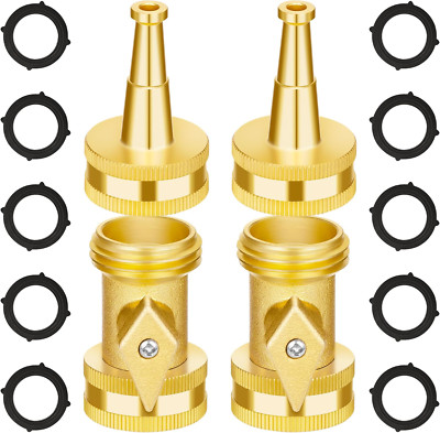 Brass Hose Nozzle - High Pressure Jet Nozzle, 4 Count, 3/4  GHT for Garden Hose