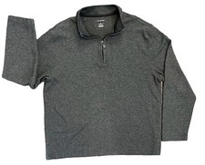 Van Heusen 1/4 Zip Mens LARGE Pullover Sweater Heather Grey Long Sleeve Shirt