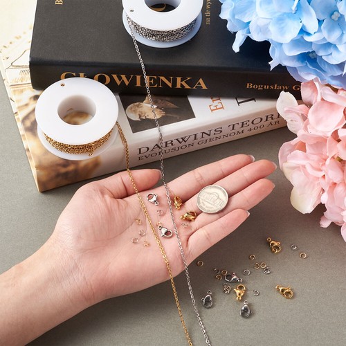 1 Set Stainless Steel Cable Chains DIY Necklaces Bracelets Jewelry Making Kits - Bild 5 von 9