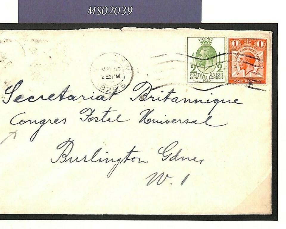 GB Cover 1929 PUC CONGRESS MAIL Universal Postal Union *Secretary* GPO MS2039 - Image 2 of 4