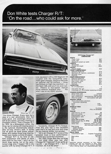 1970 Dodge Charger R/T "Don White Test" Original Print Ad - 第 1/1 張圖片