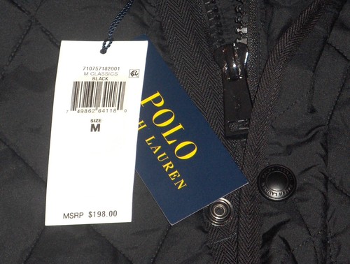 POLO RALPH LAUREN Men's Zipper Zip Iconic Diamond Quilted Vest, Jacket, BLACK - Picture 15 of 19