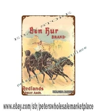 metal shop signs Ben Hur Brand Redlands CA fruit assn horse art metal tin sign