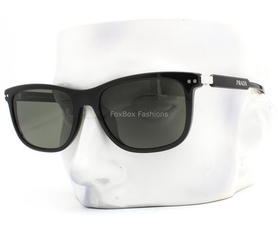 Prada SPR 18Y 1AB-03R Sunglasses Polished Black Green Polarized Glass w/case