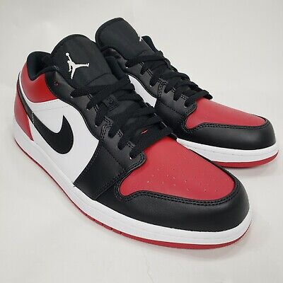 Nike Air Jordan 1 Low Bred Toe Mens Size 11 Black Red White Nike Air Jordan 1 Low Bred Toe Mens Size 11 Black Red White