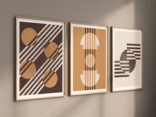 Art Street Boho Geometrical Theme Bohemian Line Framed Art Canvas Prints