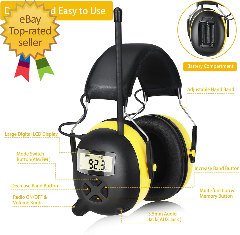 AM/FM Radio Headphones with Digital Display, 30Db AM FM Hearing ...