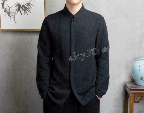 Chinesischer Stil Herren Komfort Mantel Gr. M-4XL Oberteile Baumwolle Leinen Langarm Hemd - Bild 9 von 16