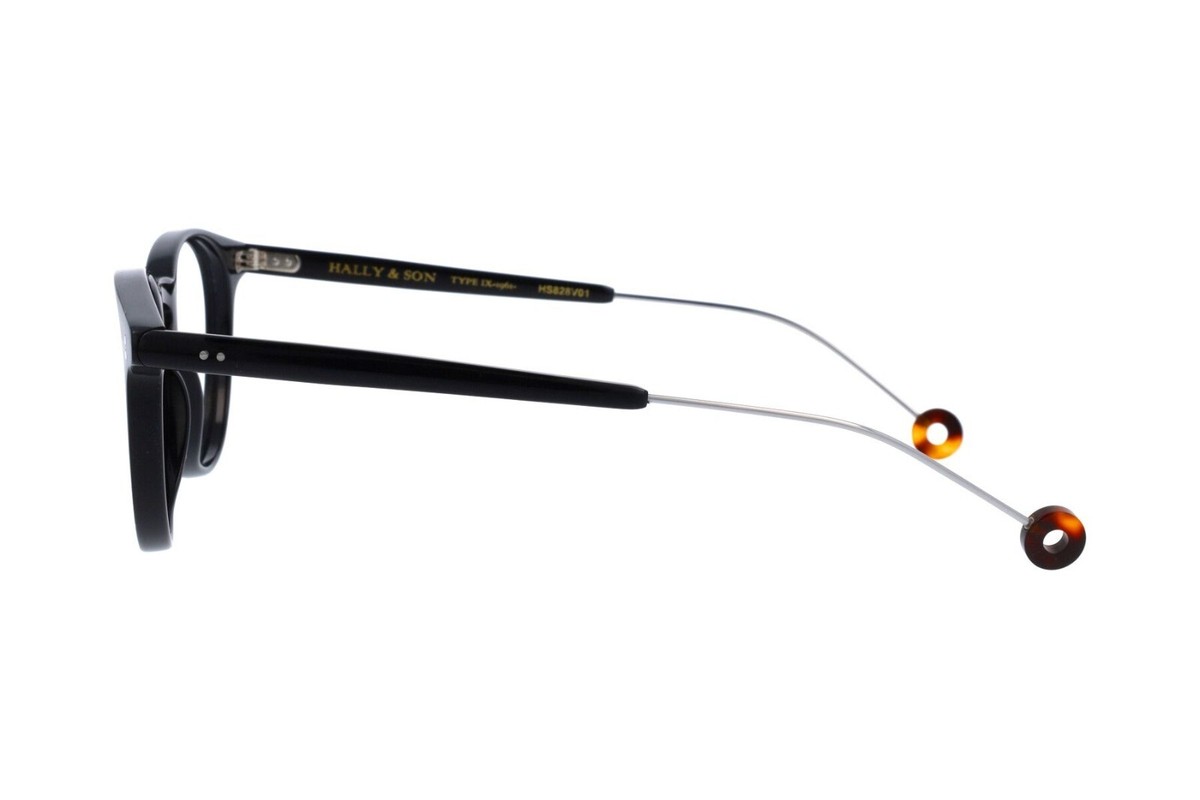 Lunettes De Soleil Rondes Hally & Son HS828 - Noir Rétro - UV400 - Neuf Avec étiquettes