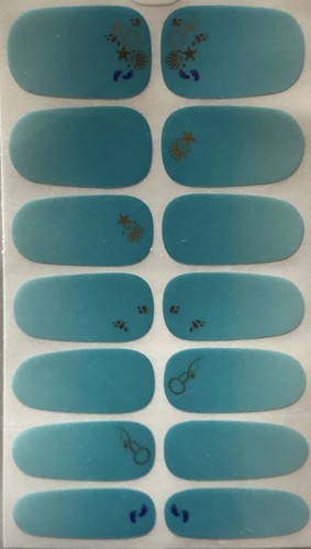 Stick On Nails Polish Strips Pack Of 5 Blue Theme Colour 05 Nail Wraps Stickers - Picture 5 of 7
