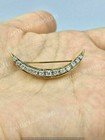 Brooch Pin 14k Yellow Gold Finish Antique 2.10 Ct Round Cut Diamond Moon