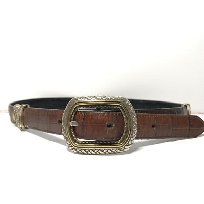 Women\'s Dark Brown Leather Belt Strap with Metal Accent Women main image 2