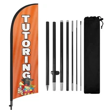 FSFLAG Tutoring 8FT Advertising Feather Flag with Pole Kit and Ground Stake