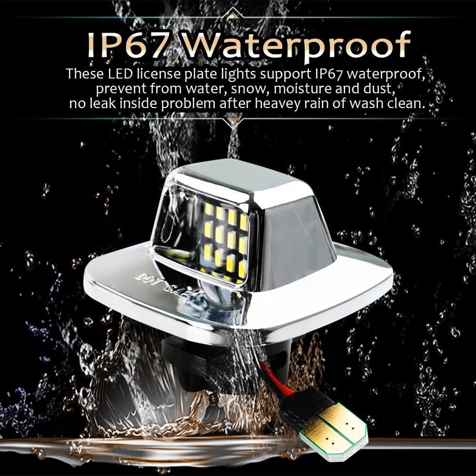 For Chevy C/K 1500 2500 3500 88-00 Cab White LED License Plate Lights Tag Lamps - Image 3 of 4