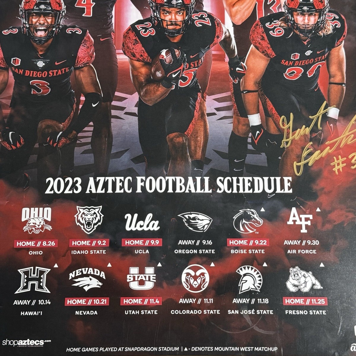 san-diego-state-aztecs-football-2023-schedule-poster-sdsu-signed-39-fountain-ebay